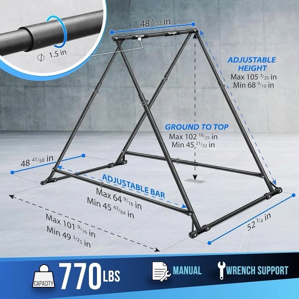Отдельно стоящая штанга для подтягивания и подбородка, грузоподъемность 770 фунтов - Изображение 4 из 4