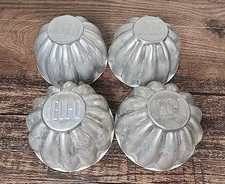 ☆Vintage☆ ~Jell-O Branded Mini Aluminum Jello Molds Tart Tins Fluted~ ☆Set of 4☆