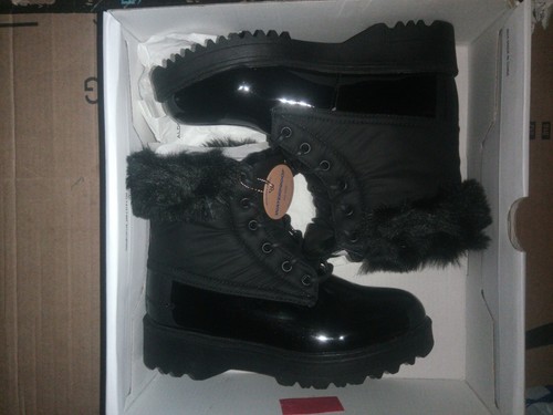 Black Paten Leather waterproof Boots 
