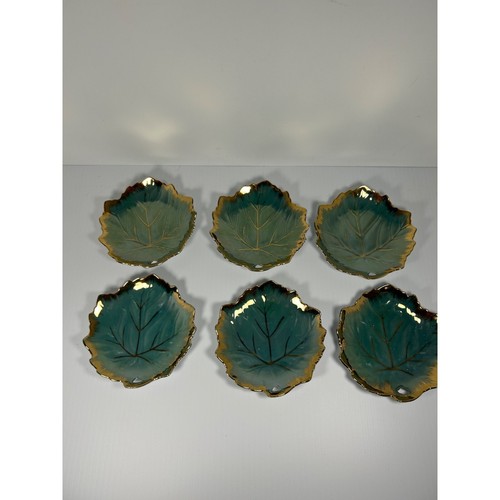 MCM Lusterware Green Gold Maple Leaf Butter Pat Olive Oil Plate DBK Japan - Picture 4 of 10