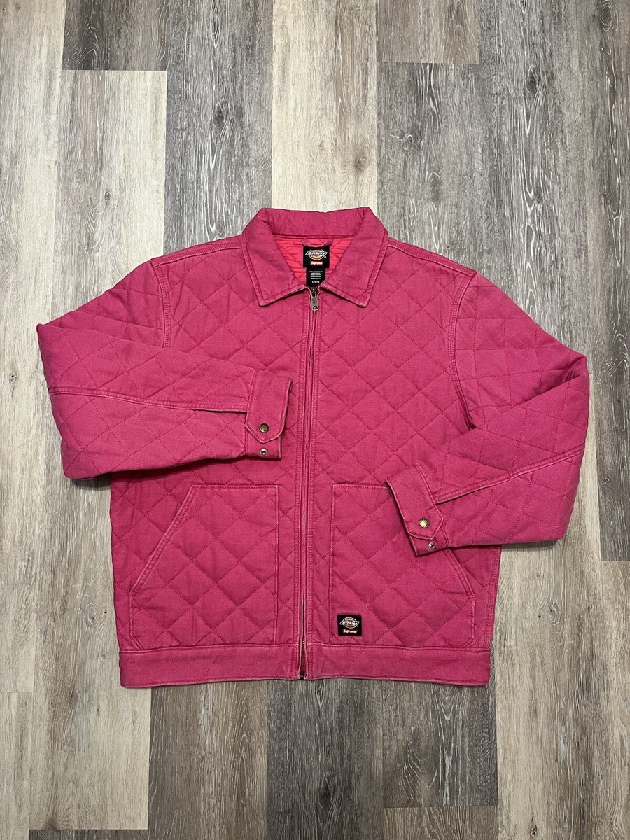 Supreme Dickies Quilted Denim Work Jacket Pink Mens Large Supreme Dickies Quilted Denim Work Jacket Pink Mens Large