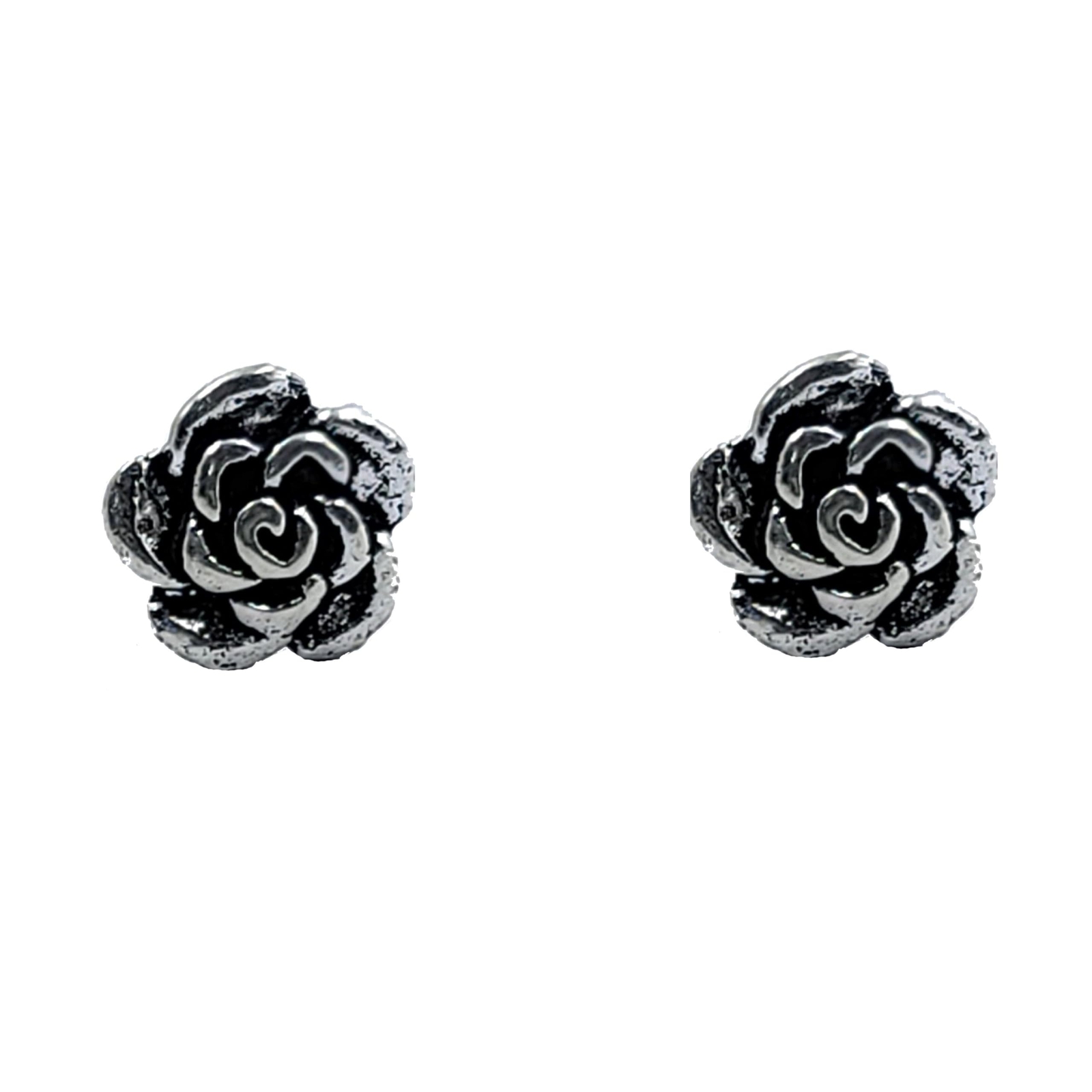 925 Sterling Silver Oxidised Rose Studs Oxidized Flower Earring Floral Jewelry