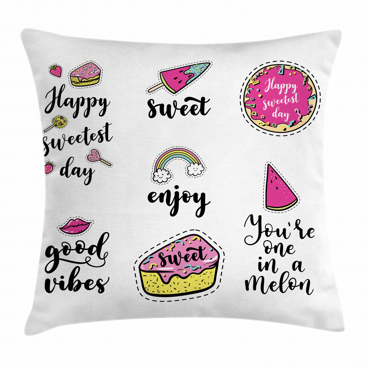 Happy Sweetest Day Good Vibes Throw Pillow Cover 16 Inch Square Cushion