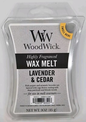 1 YANKEE CANDLE WOODWICK LAVENDER & CEDAR HIGHLY FRAGRANCED SCENTED WAX MELTS...