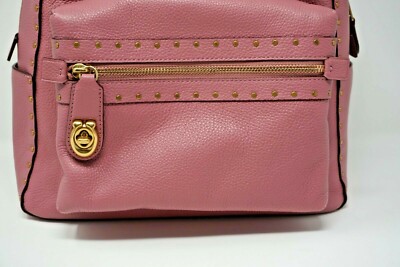 coach campus backpack with rivets rose Mini Court in Signature Canvas Fairytale Prin – Club de Mode fabric lining Top handle with 2 drop Outside pocket with zip and turnlock closures Adjustable shoulder straps 11 3/4 (L) x 12 1/2 (H) x 5 (W) Available at Coach Outlet Restored Bandana Rivets Mini Campus