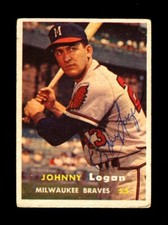 1957 TOPPS JOHNNY LOGAN #4 BRAVES SIGNED AUTOGRAPH
