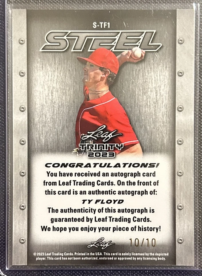 2023 Leaf Trinity Ty Floyd Steel Autograph SP Card /10 - Image 2 of 2