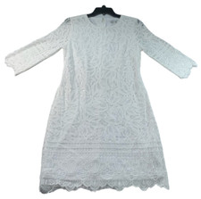 Kensie Dress Womens Size 4 White Eyelace Trim Lace 3/4 Sleeve New