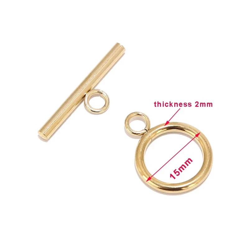 20 Sets Stainless Steel Gold Plated 2*15mm Toggle Clasps Chunky OT Clasp - Image 3 of 3