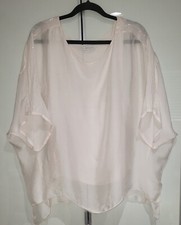 Made In Italy Pink Silk Top, Sequin Sleeve Decal Size Medium.