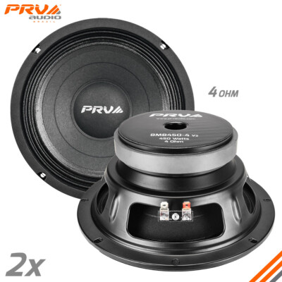 2x PRV Audio 8MB450-4 8'' Midbass PRO Audio Speaker 900 Watts 4 Ohms - PRV 8MB