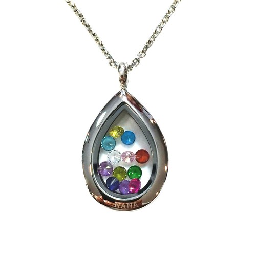 NANA Simulated Birthstone Stainless Steel Mothers Locket Pendant NEW with chain - Bild 7 von 9