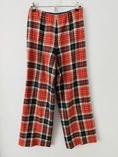 VTG Pendleton Women  s Red Plaid Wool Pants, Size 28 waist Vintage 14 Wide Leg