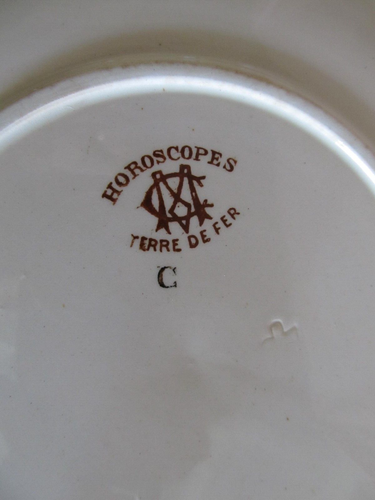 Ancienne assiette parlante faïence Creil et Montereau Horoscopes Gémeaux Mai - Photo 7 sur 7
