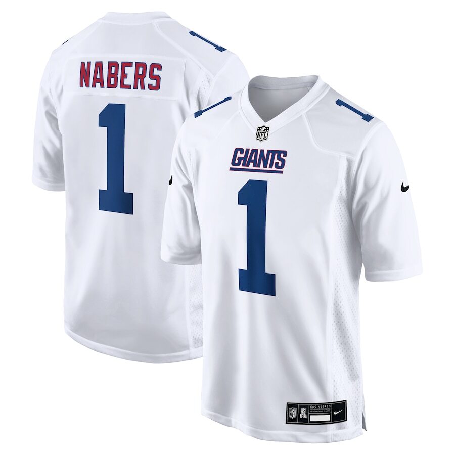 New York Giants Malik Nabers #1 Nike White 2025 Fashion Tundra NFL