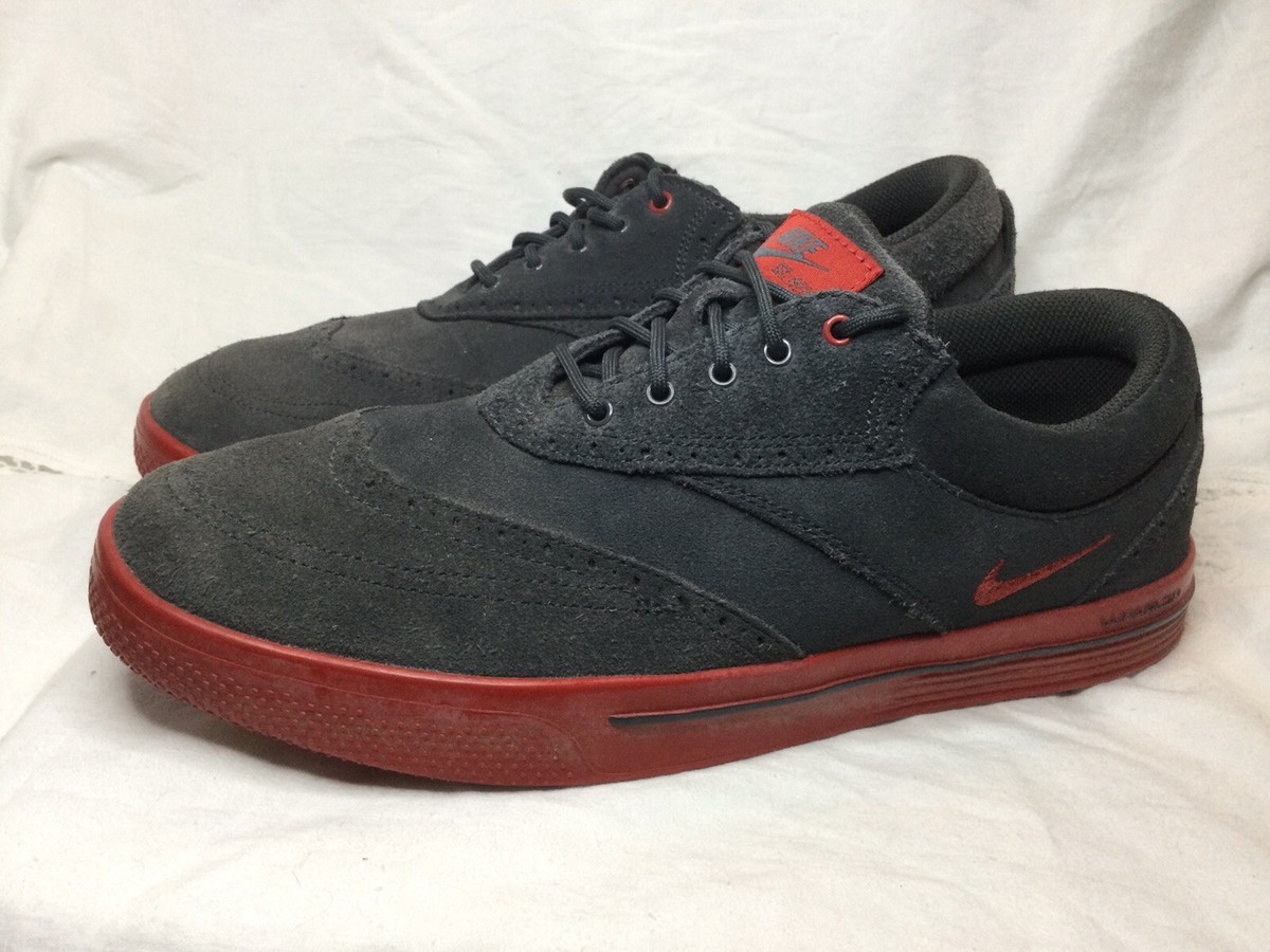 Nike 533094-003 Lunarlon Gray & Red Suede Wingtip Golf  display picture 1