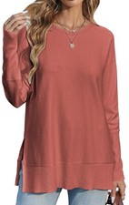 Women's Casual Crewneck Long Sleeve Sweaters Loose Oversized Ribbed Knit Large