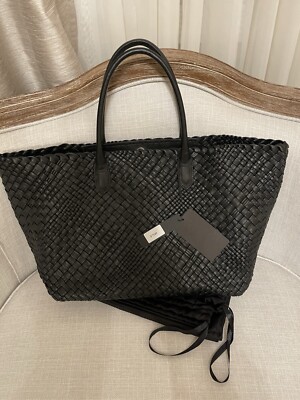 New FALOR Firenze Hand Woven Leather Made in Italy XL Tote, With Dust Bag