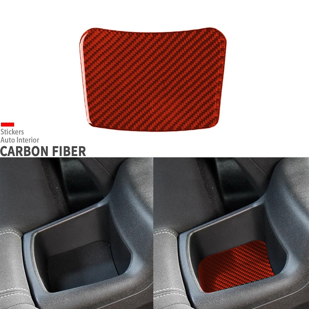 Red Carbon Fiber Interior Rear Storage Box Cover Trim For Chevrolet Camaro 16-24