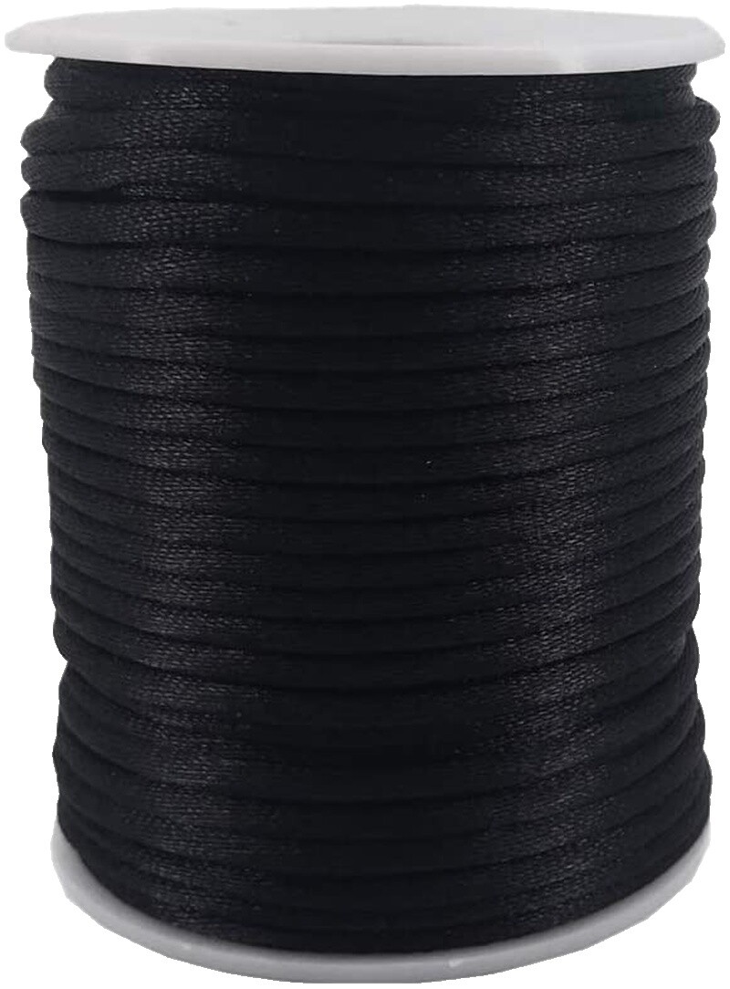 Cuerda De Algodón Encerado Cheriswelry - 1.5mm X 100 Yardas, Color Negro, Para Joyería Y Macramé