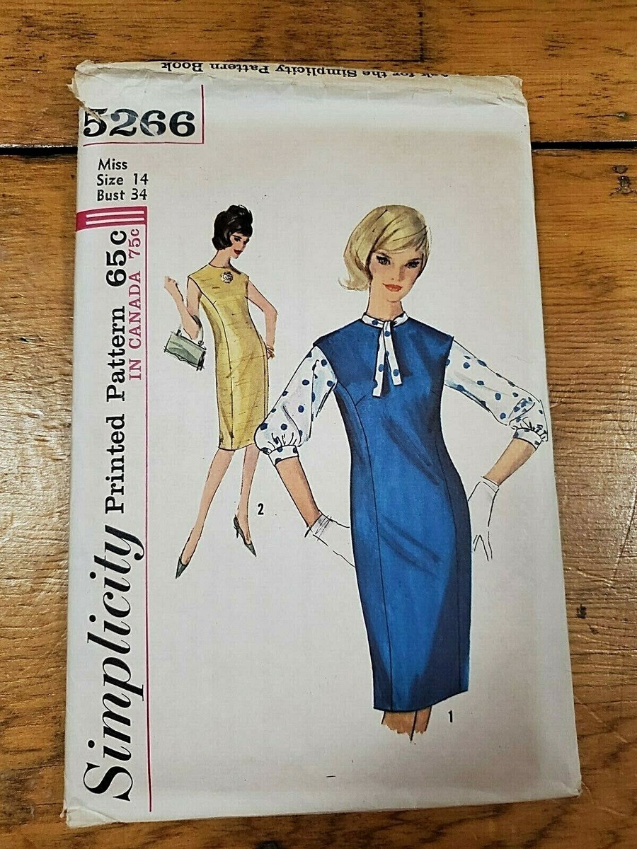 VINTAGE SIMPLICITY 1963 PRINCESS LINE DRESS PATTERN 5266 SIZE 14 FREE  SHIPPING | eBay