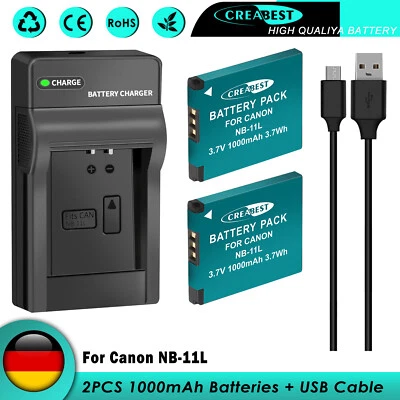 CREABEST 2x NB-11L NB-11LH batteria per Canon PowerShot A2600 A2500 A2400 A2300 e caricabatterie