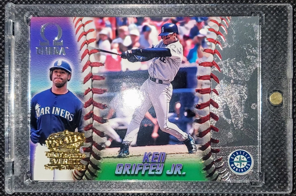 1998 Pacific Omega KEN GRIFFEY JR 金箔邮票 #220 压花罕见 1/1? — 第 2/4 张图片