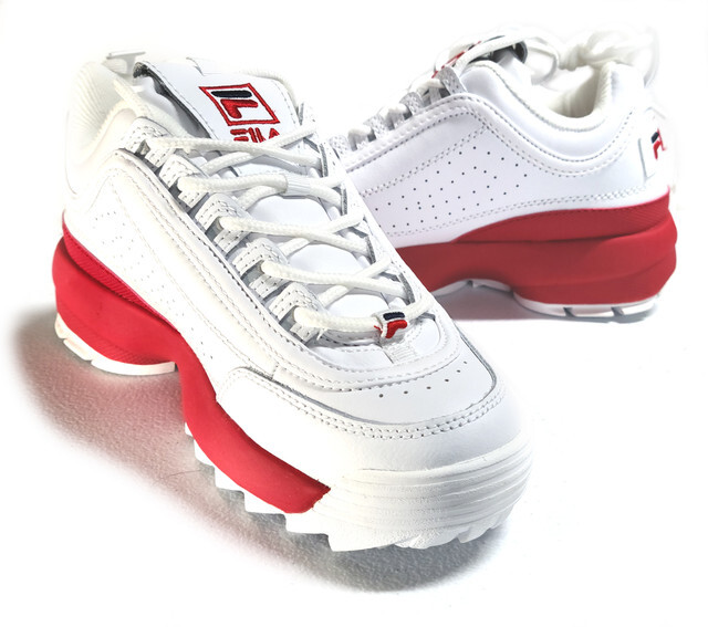 FILA Women's Disruptor II Premium White/Red Soles Sneakers