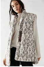 Free People Free Spirit Longline Slouchy Vest Jacket, Ivory, Size Large Rrp £140