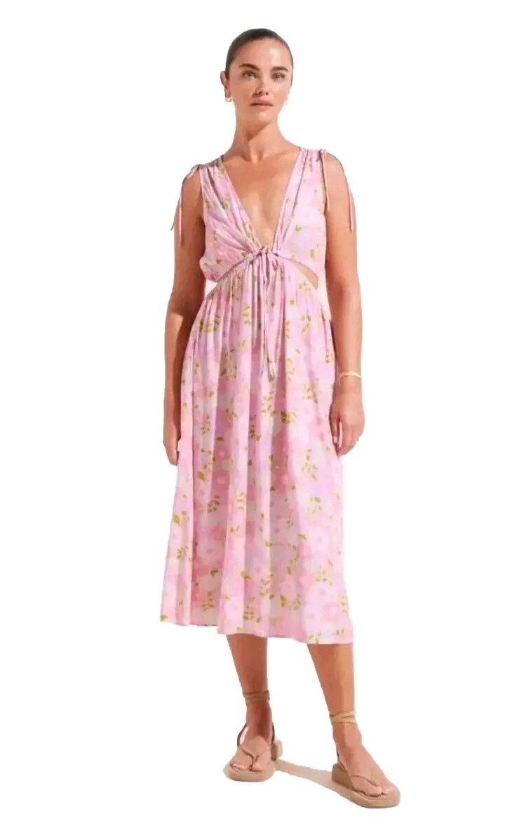 Kaftan Augustine Resort Wear Auguste The Label-New Pink Rayon Cut