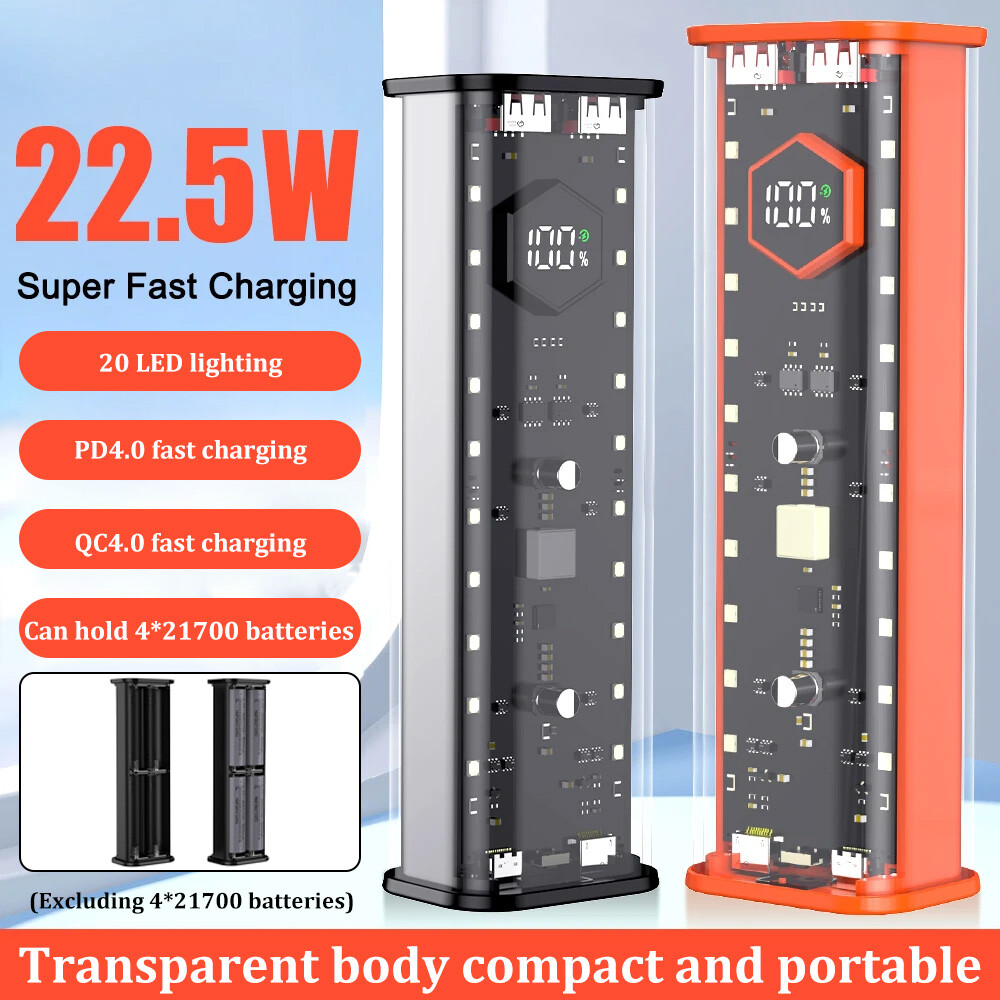 21700 DIY Power Bank Case Kit with Fast Charging 4 Slots No Batteries Included-image