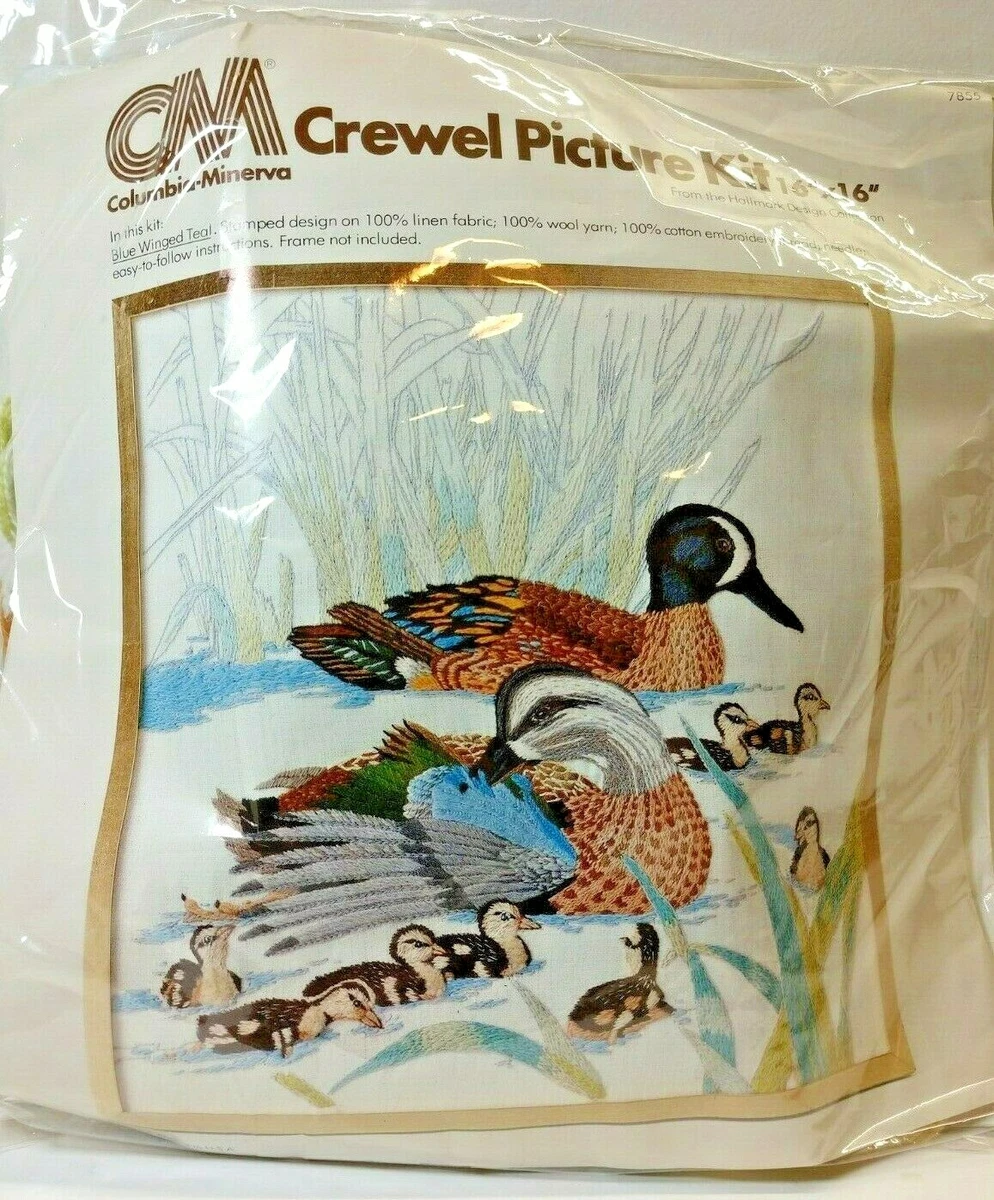 Kit De Broderie Columbia Minerva Crewel Vintage : Chaton Et Souris, Laine 100%