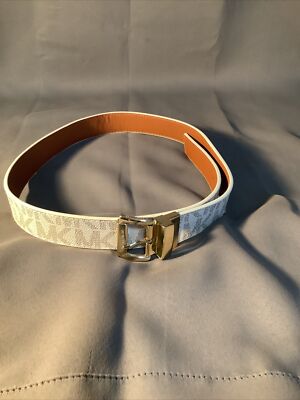 New Michael Kors MK Super Cute White and Gold Belt Medium