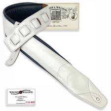 Walker & Williams C-22-WHT Extra Wide Aged White Padded  Leather Guitar Strap  