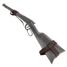 Set of Leather Rifle No Drill Harnessed Butt Holder with Barrel Mount Concet