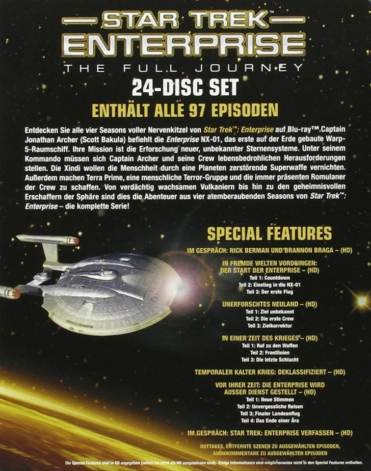 STAR TREK ENTERPRISE COMPLETE BOX (BAKULA, KEATING,...) 24 BLURAY NEW  - Image 2 of 2