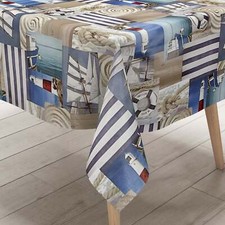 Wachstuch Tischdecke 582-1 Leuchtturm Boot Holz maritim eckig rund oval