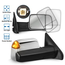 Chrome Power Heated Tow Mirrors W Led Turn Signal For 2002-2008 Dodge Ram 1500 Chrome Power Heated Tow Mirrors W Led Turn Signal For 2002-2008 Dodge Ram 1500