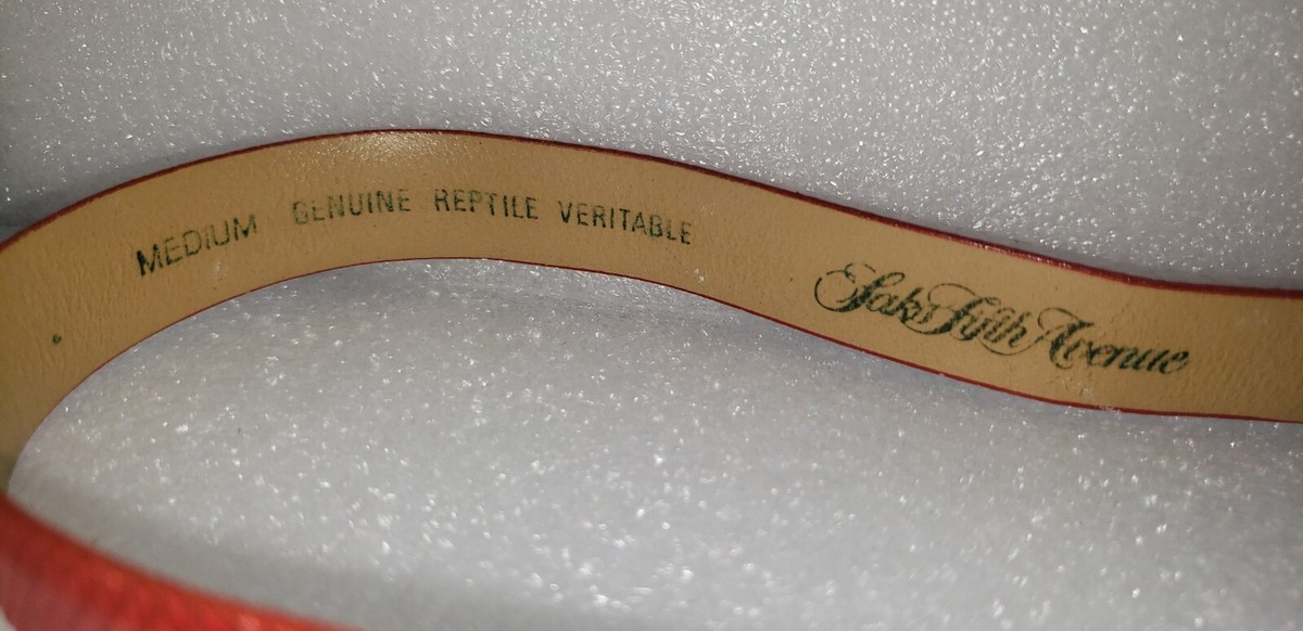 SAKS FIFTH AVENUE RED Belt GENUINE VINTAGE 1970s Reptile 
