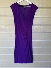 Lauren Ralph Lauren Dress Women’s Size Sm Purple Ruched Side Cap Sleeve Knit