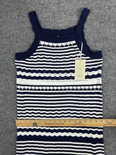Joie Dress Women's Large White Blue Striped Crochet Knit Sleeveless Maxi NWT - Picture 4 of 7