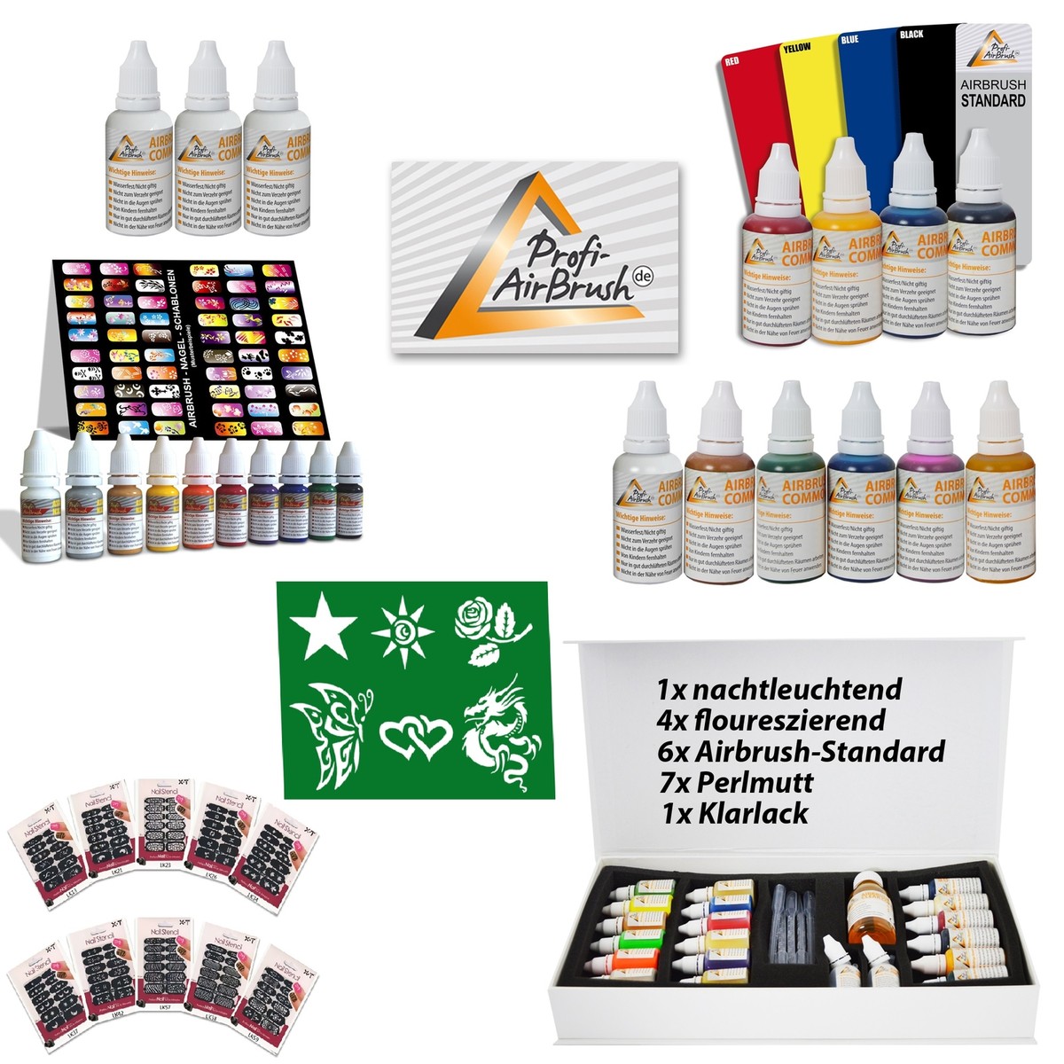 Airbrush Nagelschablonen Set – 6 Scheiben Mit Je 13 Mustern Für Nail Art & Design