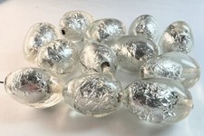 Bead, 12 Clear Glistening Foil 20x14mm Oval Resin Beads with 1.8-2mm Hole 
