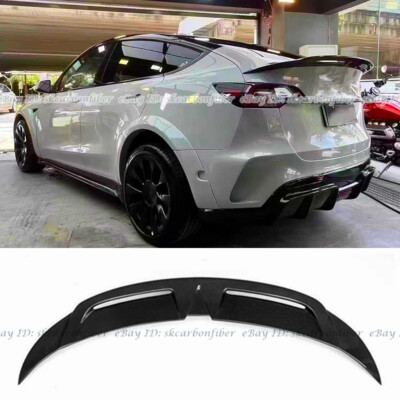 Tesla Rear Spoiler Refit Kit For 2020-2022 Tesla Model Y Real Carbon Fiber Rear Trunk Lid Spoiler ...