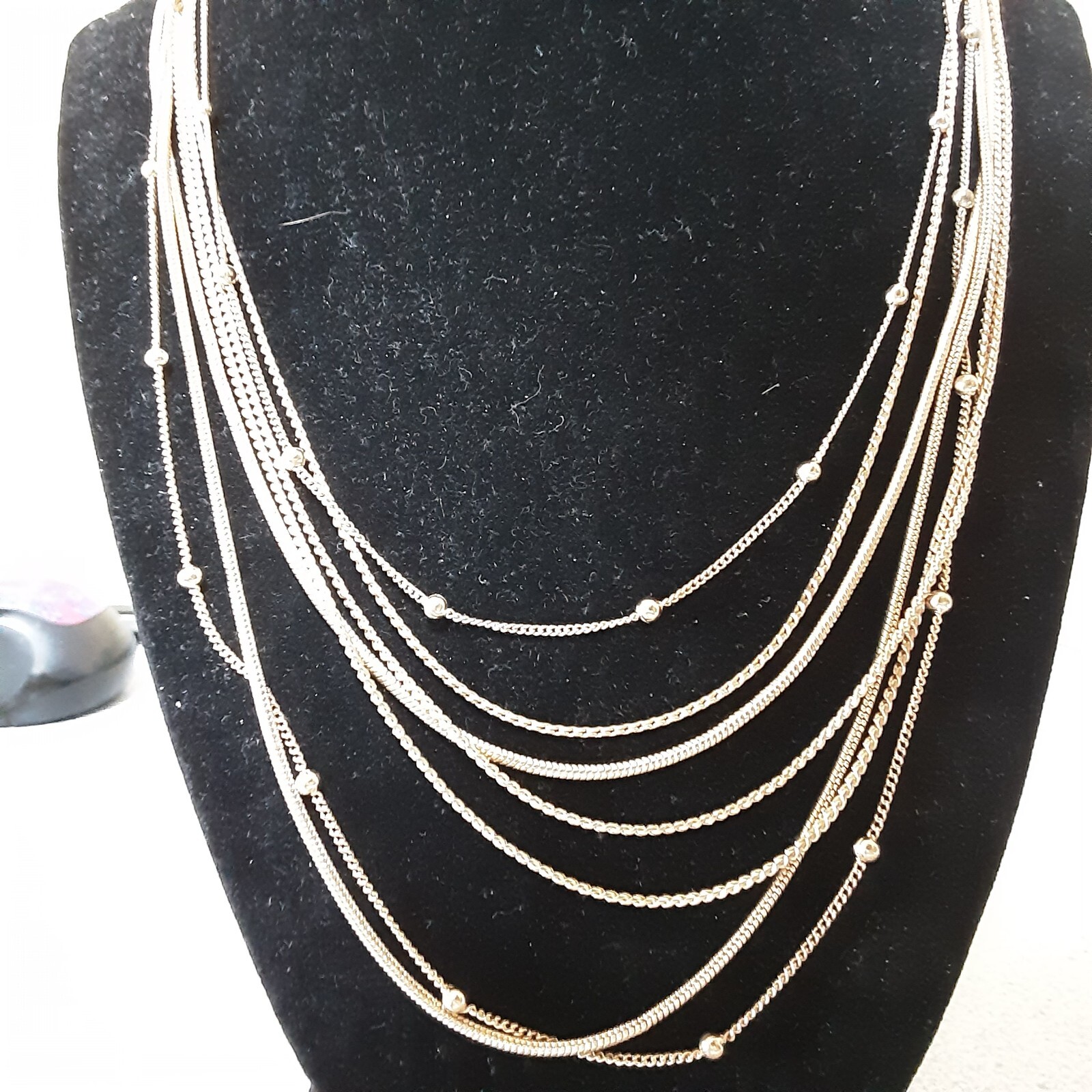 Vintage Multi Design Chains 1with Tiny Balls Neck… - image 4