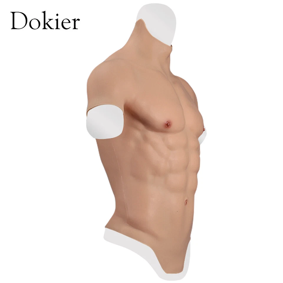 Dokier Realistic Silicone Fake Male Chest Abdominal Muscle Simulation Vest Suit - Image 4 of 4