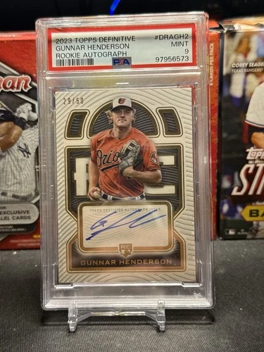 2023 Topps Definitive Gunnar Henderson Rookie Auto RC #/50 Orioles PSA 9