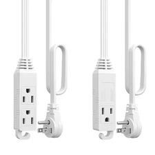 DEWENWILS 2 Pack 3 Outlet Extension Cord with Flat Plug, 3FT 16/3 Awg SPT-3 Cord