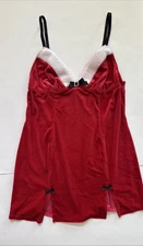 Linea Donatella Red Baby Doll Lingerie Red White Velour Christmas Sexy Size M