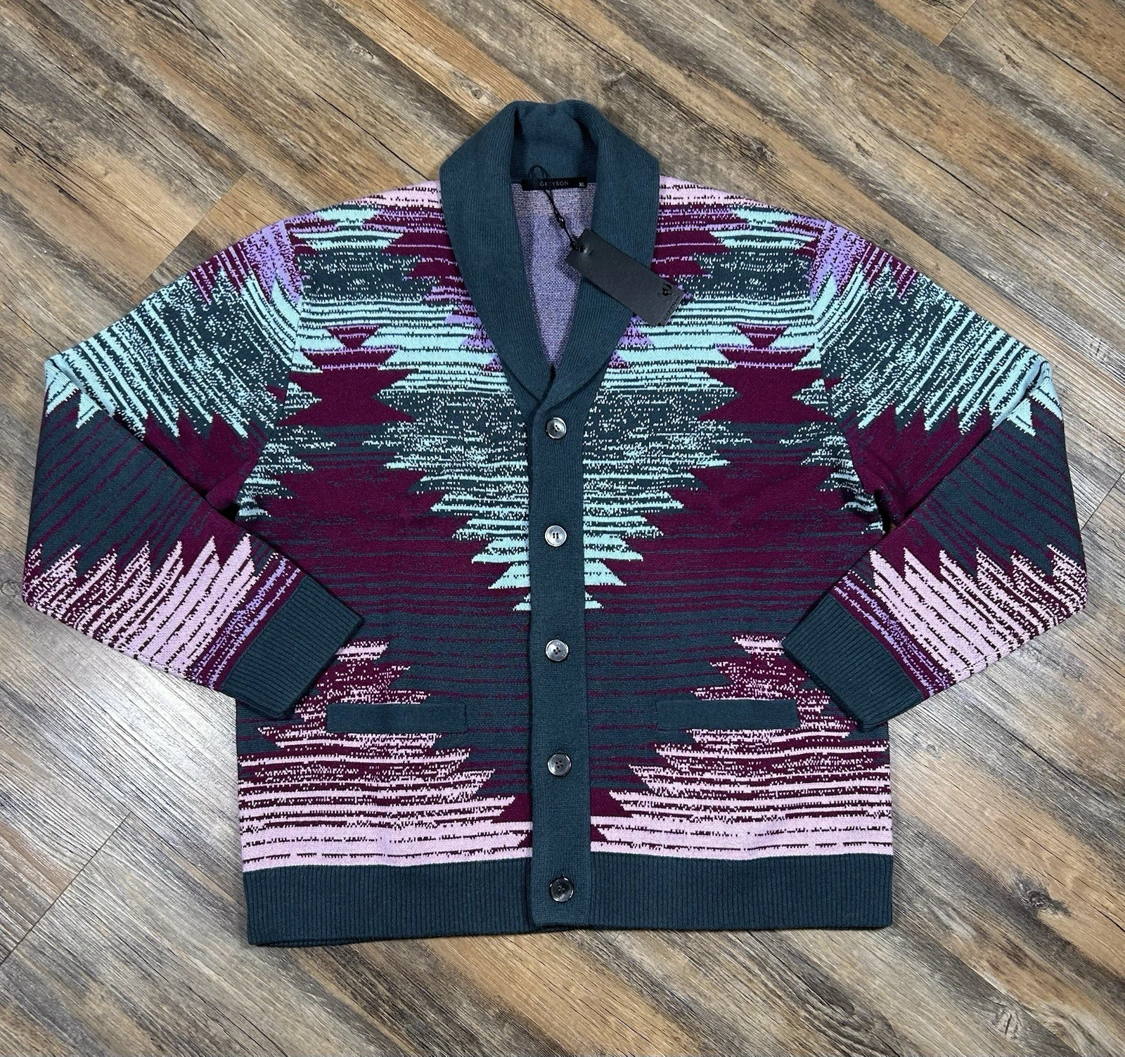 Greyson Sweater Mens XL Ottawa Cardigan Button Wool Cashmere Aztec Southwest NWT
Opens in a new wind